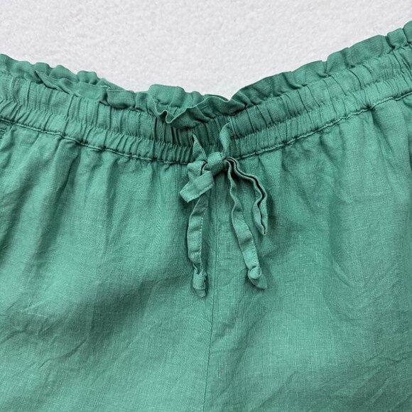 Faherty Laguna 100% Linen Elastic Tie Waist Shorts Pockets Green Beachy Womens S - Picture 2 of 10